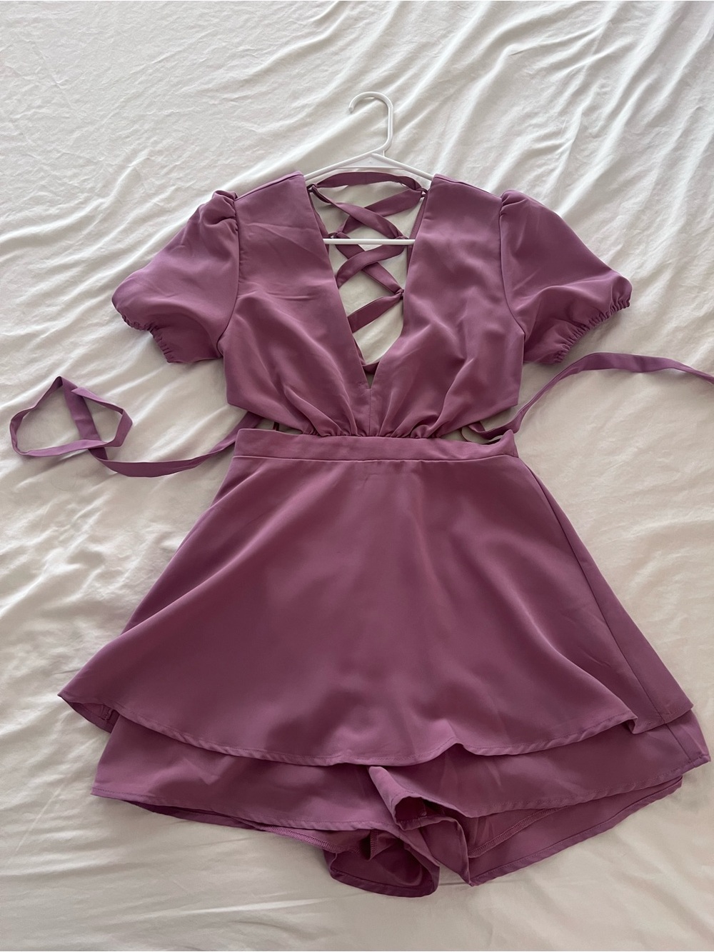 Altar’d State Women's Mauve Lace-Up Romper